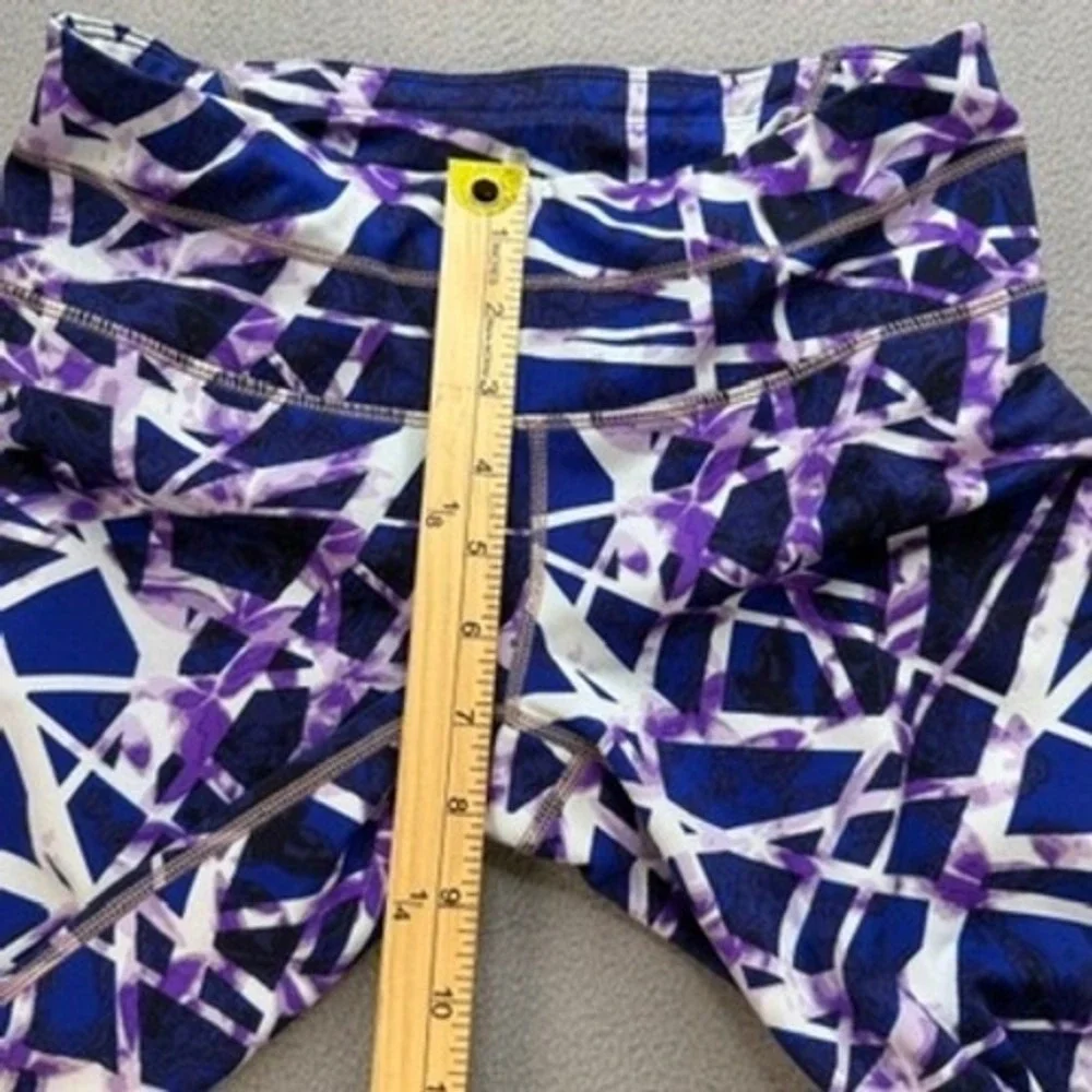 Athleta Leggings High Rise Geometric Abstract Slim Fit XS Blue Purple Athletic